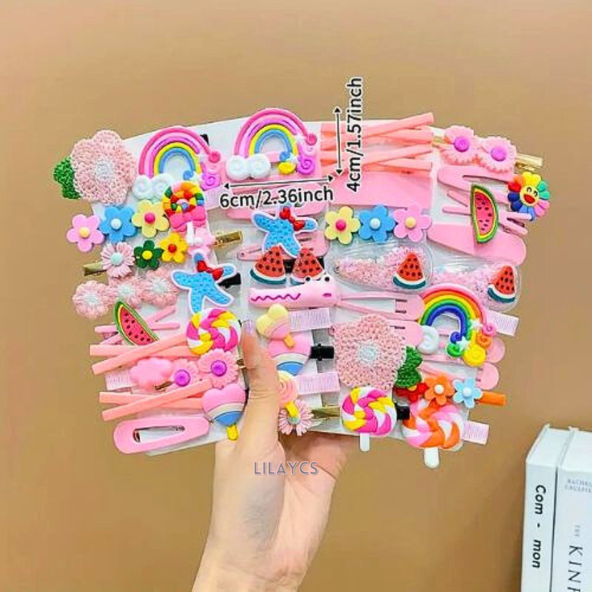 14 PCS Cute Rainbow Hair Pins - 1 Card - Kids