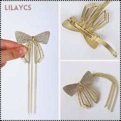 Korean Style Diamond Bow Tassel Hairclip - Super Fairy Trendy Hair Clasp