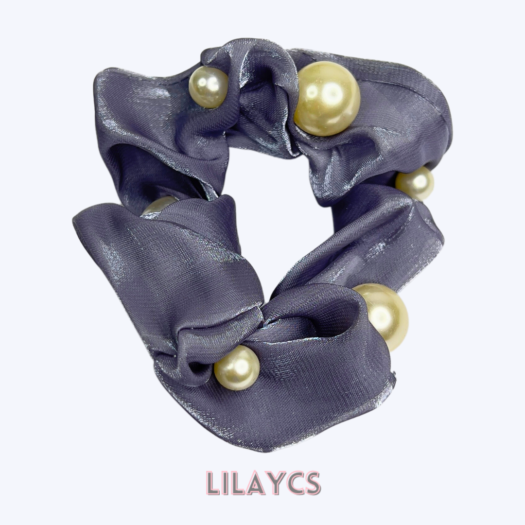 Premium Silk Pearl Glossy Hair Tie Scrunchies for Girls & Women