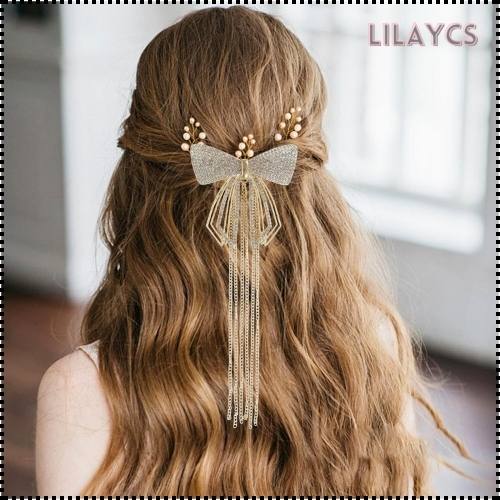 Korean Style Diamond Bow Tassel Hairclip - Super Fairy Trendy Hair Clasp