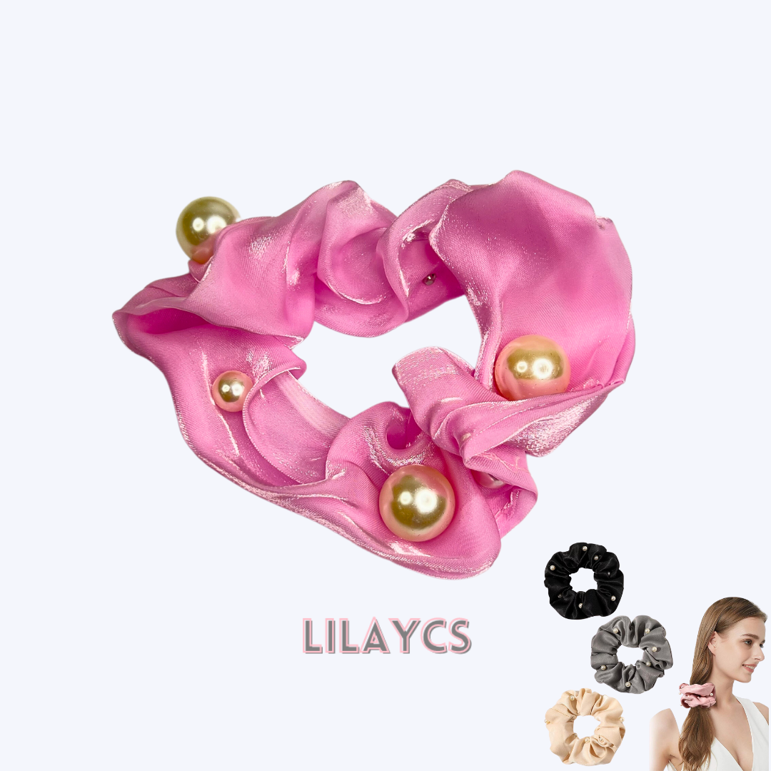 Premium Silk Pearl Glossy Hair Tie Scrunchies for Girls & Women