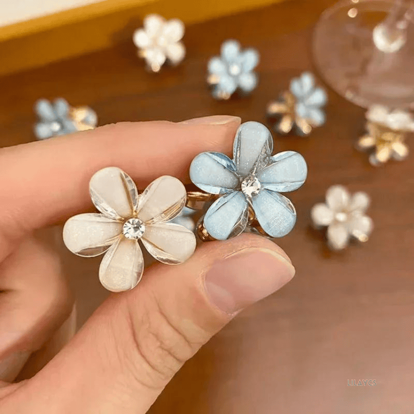 Premium Pack of 12 Crystal Flower Barrettes - Elegant Hair Accessories for Women and Girls