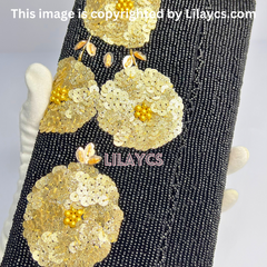 Gold Flowers Black Beauty Handcrafted Ladies Clutch