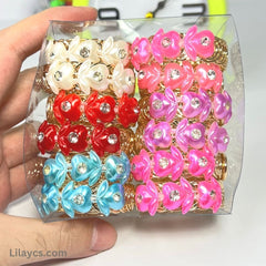 Box Price - 12 Piece Gold Cute Girls Kids Metal Gold Color Jewelry Sets in a Beautiful Bracelet Box