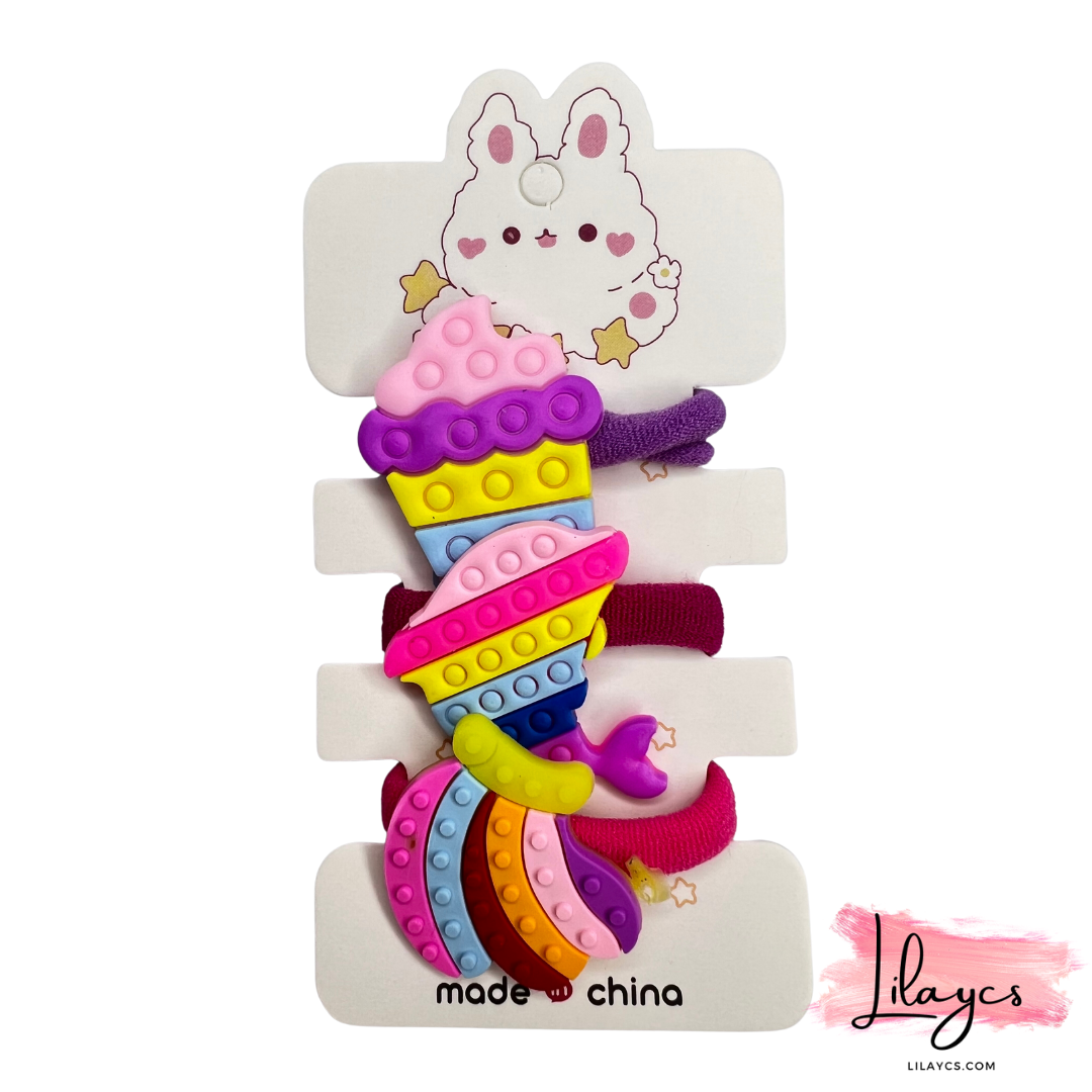 kids Cute Shape Hair Ponies - 3 PCS 1 Card