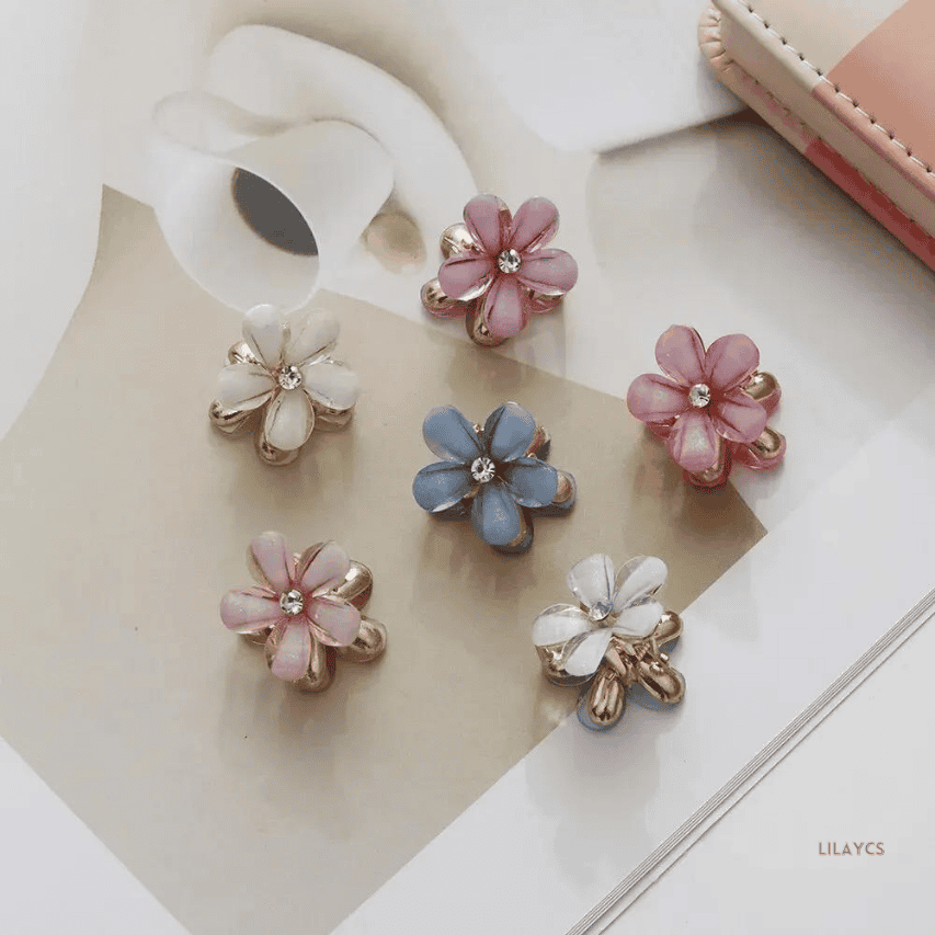 Premium Pack of 12 Crystal Flower Barrettes - Elegant Hair Accessories for Women and Girls