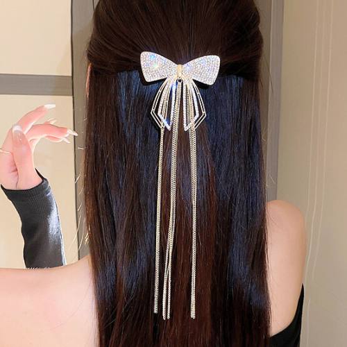 Korean Style Diamond Bow Tassel Hairclip - Super Fairy Trendy Hair Clasp