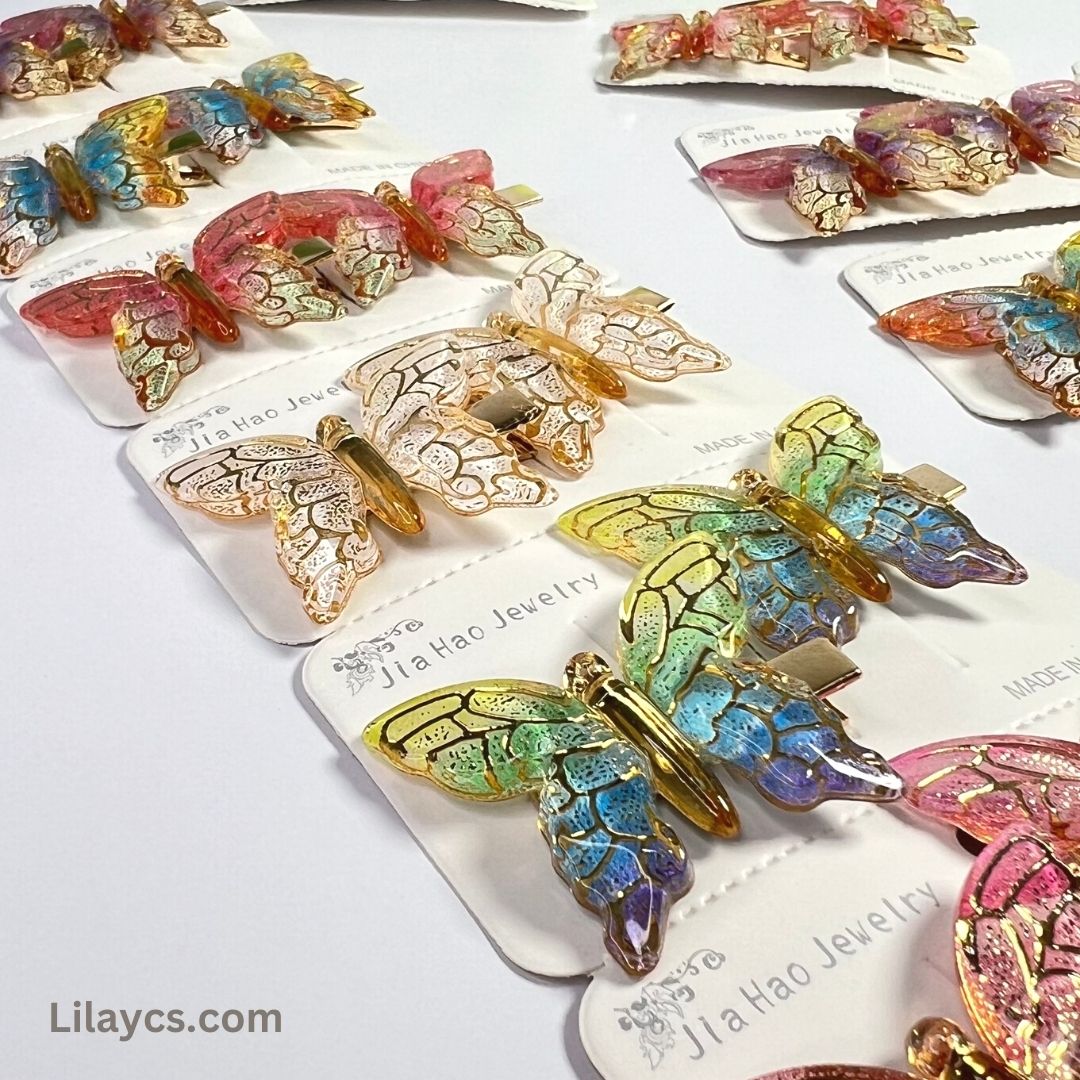 2 pcs - Butterfly Kids Cute Fancy Pins - Adorable Set of 2 on a Single Charming Card
