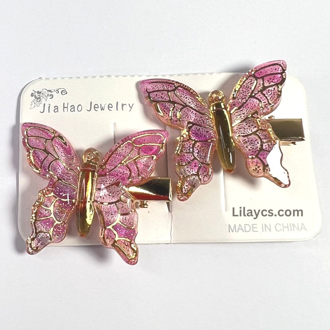 2 pcs - Butterfly Kids Cute Fancy Pins - Adorable Set of 2 on a Single Charming Card