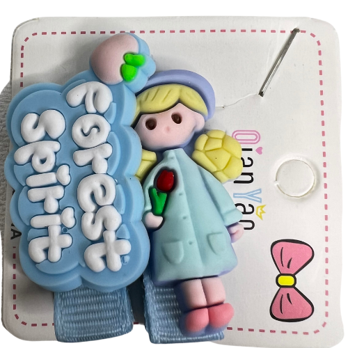 Set of Cute Doll Silicone hair pins - 1 Card - 1 Doll and 1 Text Pin - 2 PCS 1 Card