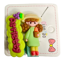 Set of Cute Doll Silicone hair pins - 1 Card - 1 Doll and 1 Text Pin - 2 PCS 1 Card