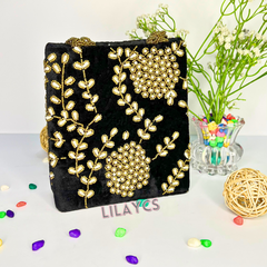 Timeless Elegance Handmade Bag - Black Pearls