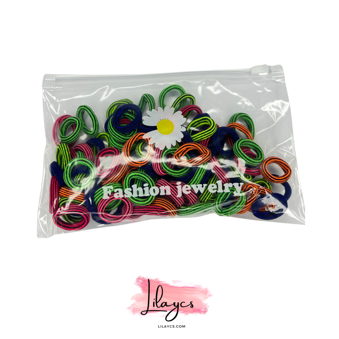 100 PCS Gift Bag Pack of Hair Ponies - 100 PCS