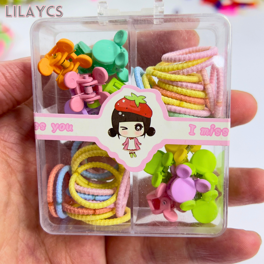 Gift Set Korean Fashion Mini Grab Clip Baby Scrunchie Hair Accessories Set - Gentle and Stylish Hair Solutions for Children