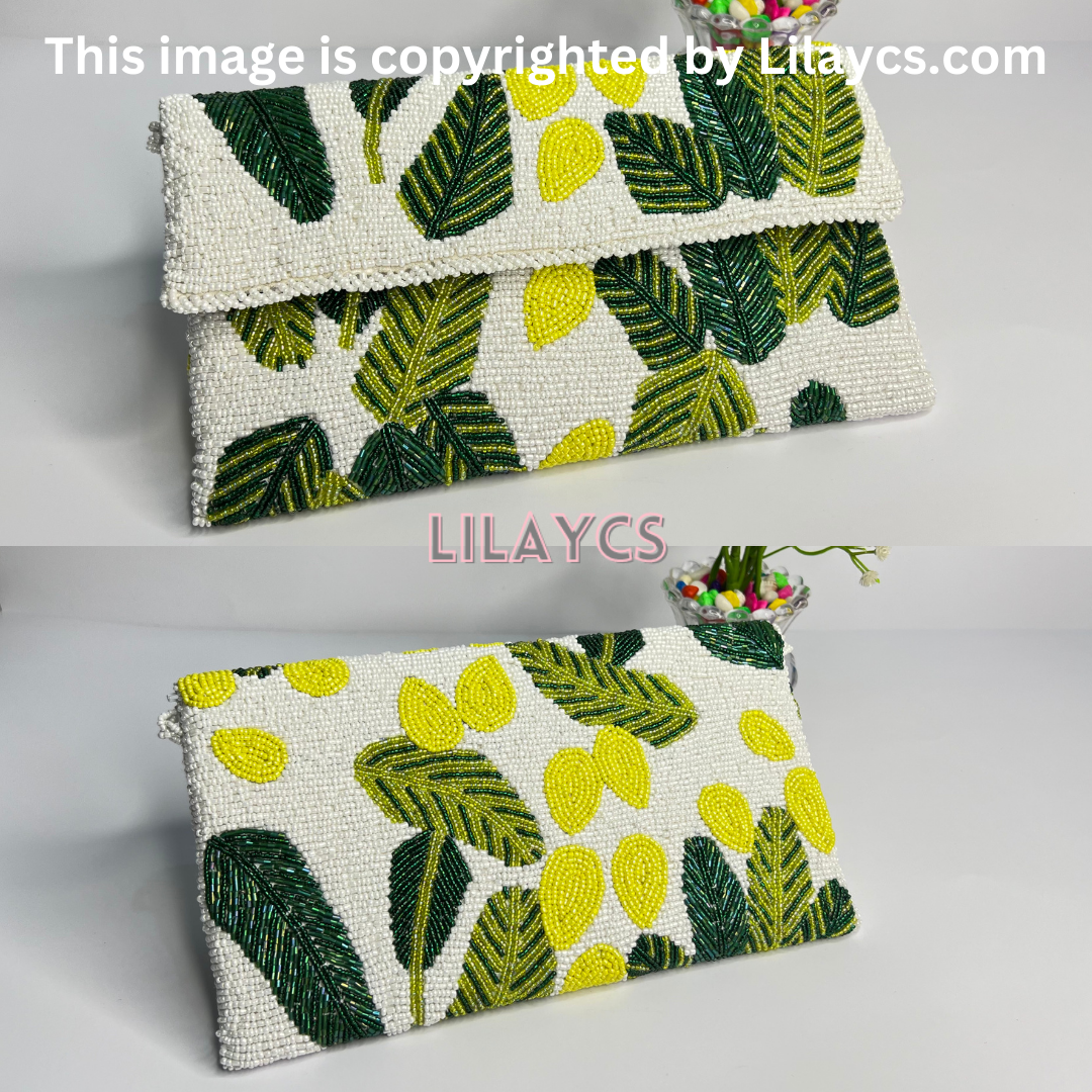 Nature's Embrace Leafy Beaded Clutch