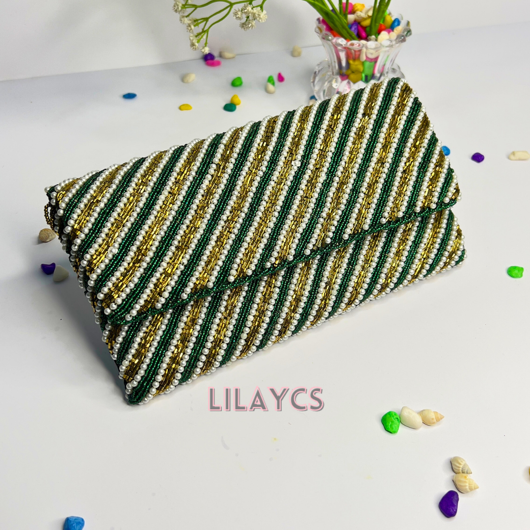 Ethereal Elegance Beaded Clutch