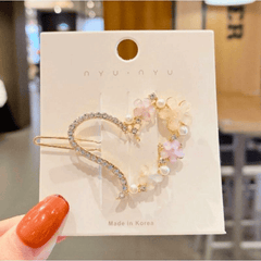 Premium Hair Clips: Heart Shape, Half Moon, Circle and Flower Shape Hair Pins or Women and Girls
