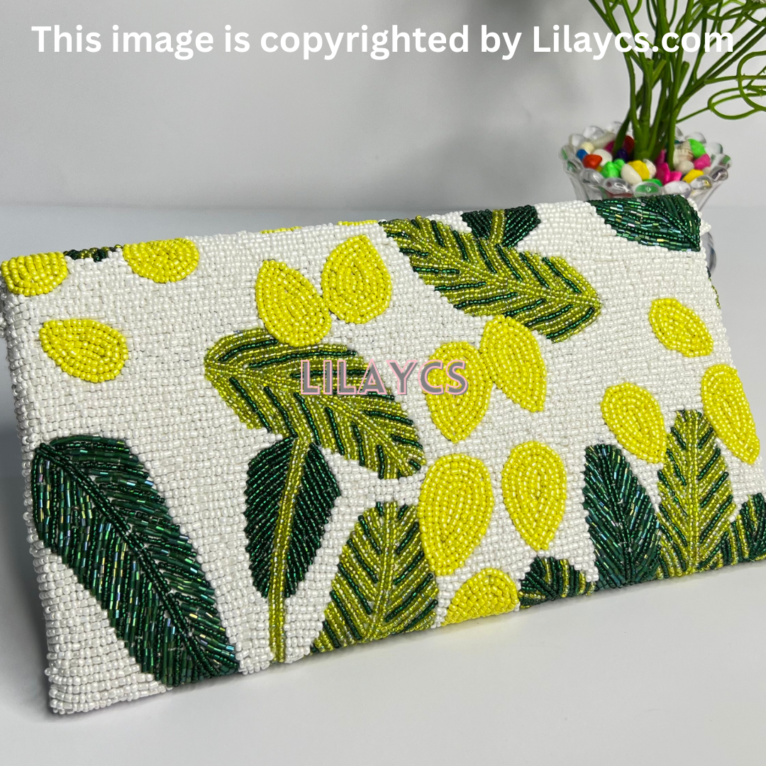 Nature's Embrace Leafy Beaded Clutch