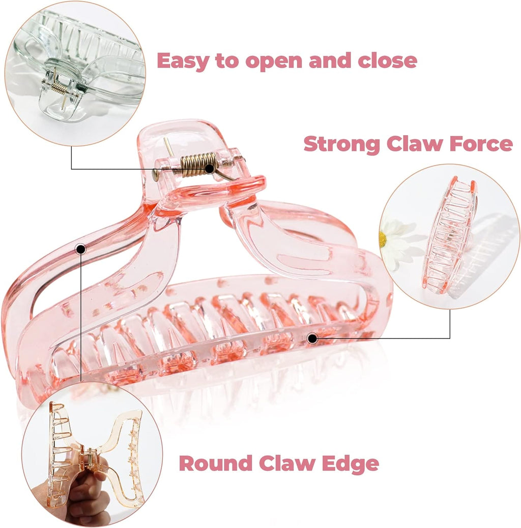 Clear Hair Claw Clips, Non Slip Hair Clips for Women Big Transparent Banana Hair Barrettes for Women Girls French Aesthetic Hair Accessories