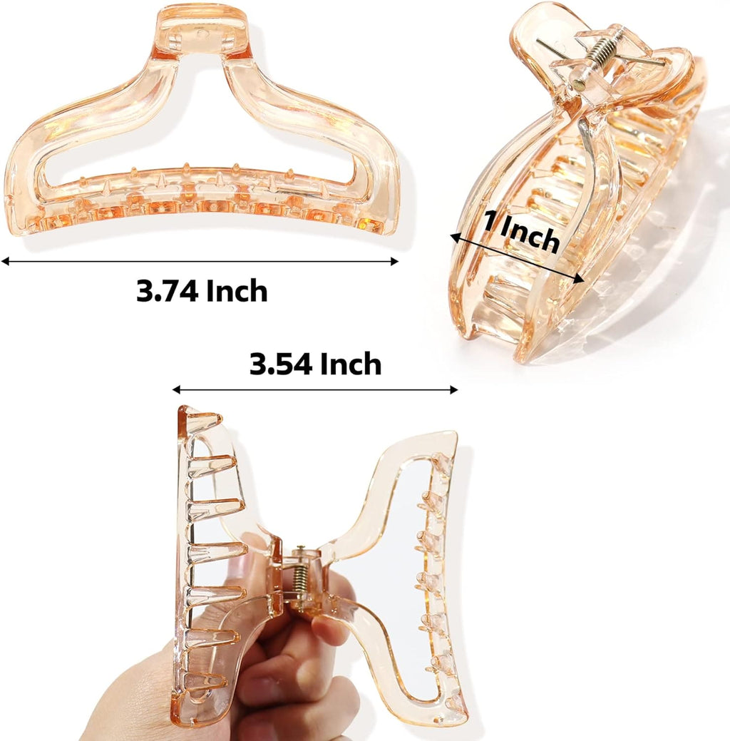 Clear Hair Claw Clips, Non Slip Hair Clips for Women Big Transparent Banana Hair Barrettes for Women Girls French Aesthetic Hair Accessories