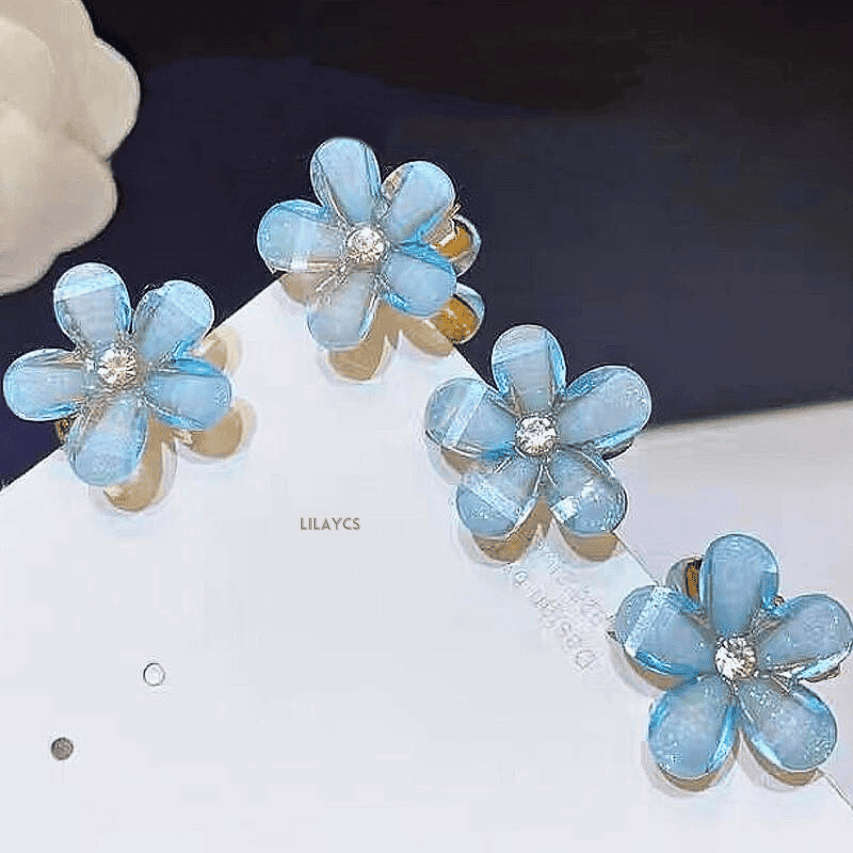 Premium Pack of 12 Crystal Flower Barrettes - Elegant Hair Accessories for Women and Girls