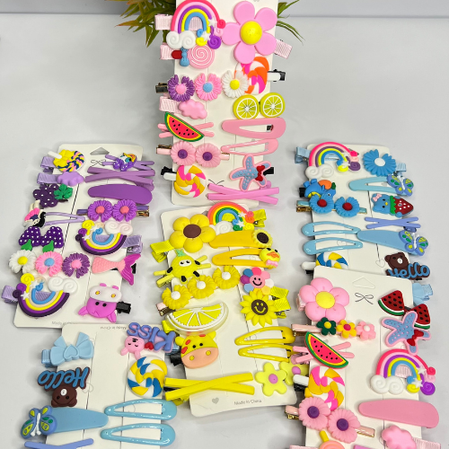 14 PCS Cute Rainbow Hair Pins - 1 Card - Kids