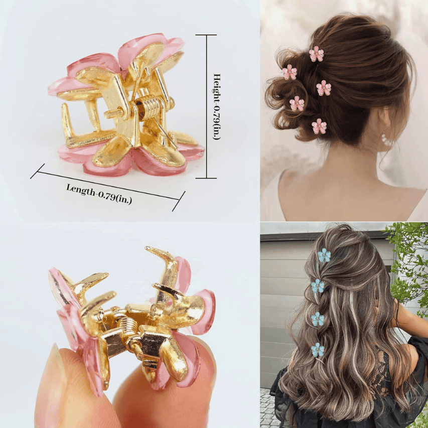 Premium Pack of 12 Crystal Flower Barrettes - Elegant Hair Accessories for Women and Girls