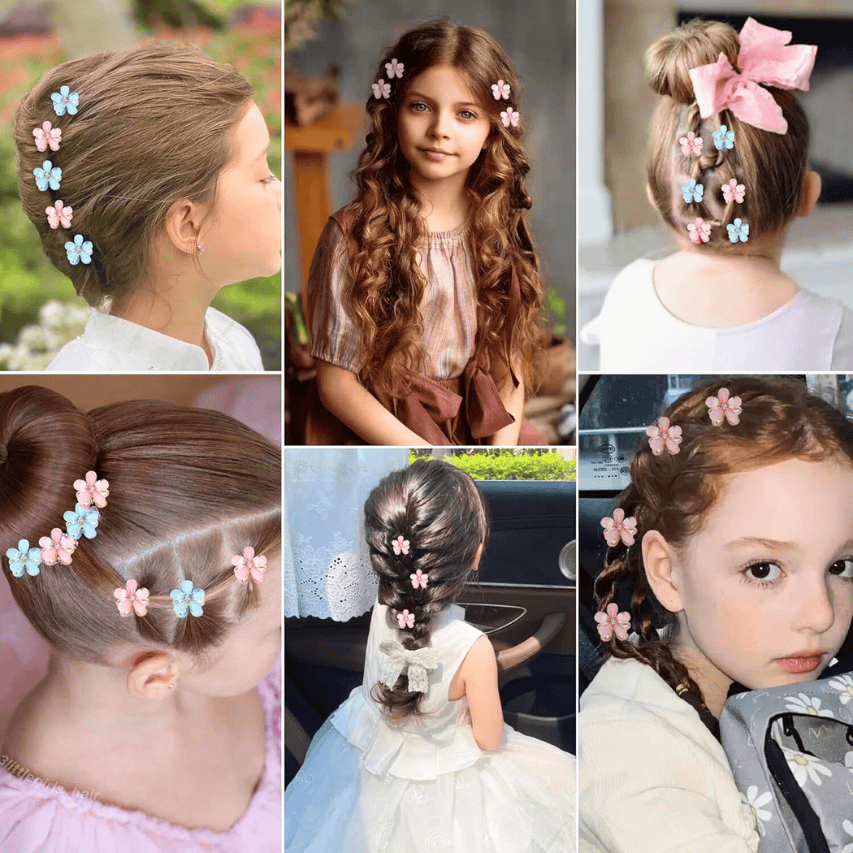 Premium Pack of 12 Crystal Flower Barrettes - Elegant Hair Accessories for Women and Girls