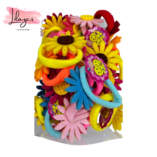Full Gift Box Sun Flower Hair Ponies - 30 PCS