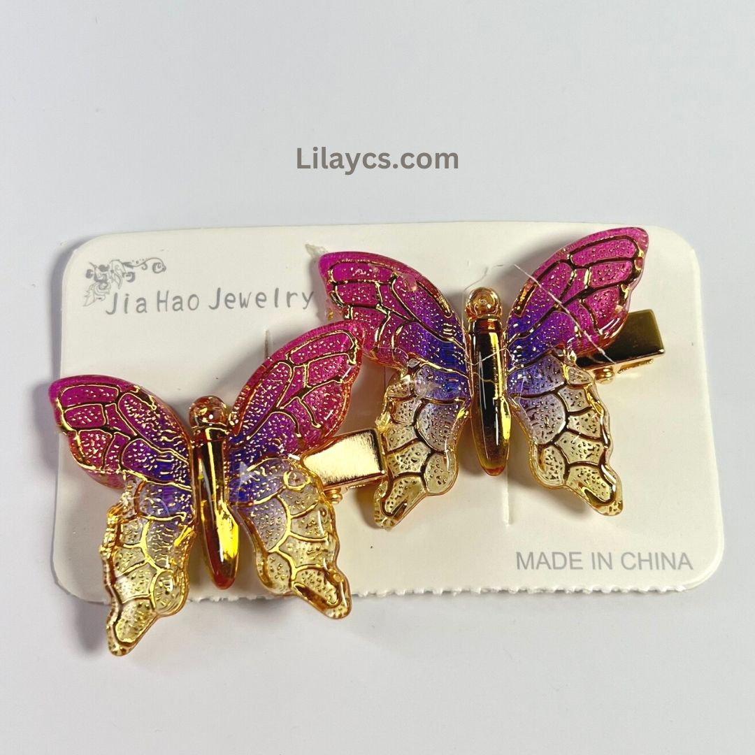 2 pcs - Butterfly Kids Cute Fancy Pins - Adorable Set of 2 on a Single Charming Card