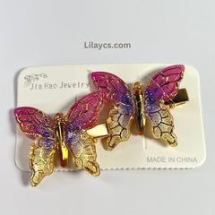 2 pcs - Butterfly Kids Cute Fancy Pins - Adorable Set of 2 on a Single Charming Card