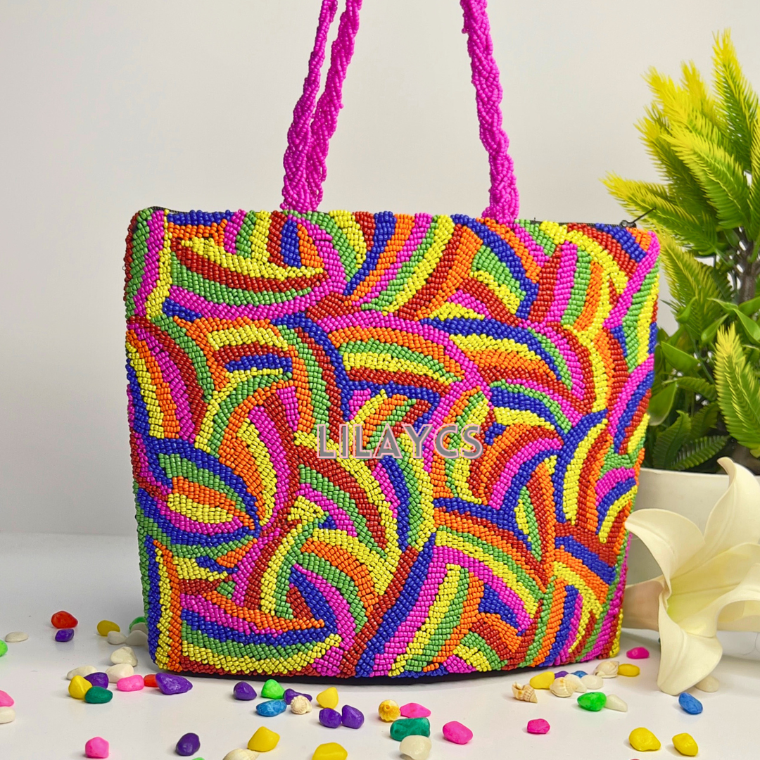 Beaded Rainbow Colors Handbag