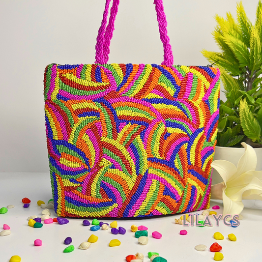 Beaded Rainbow Colors Handbag