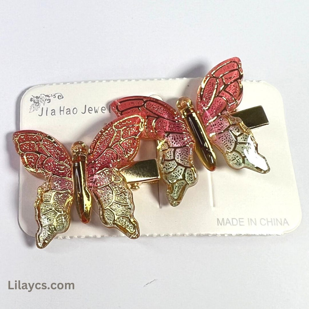 2 pcs - Butterfly Kids Cute Fancy Pins - Adorable Set of 2 on a Single Charming Card