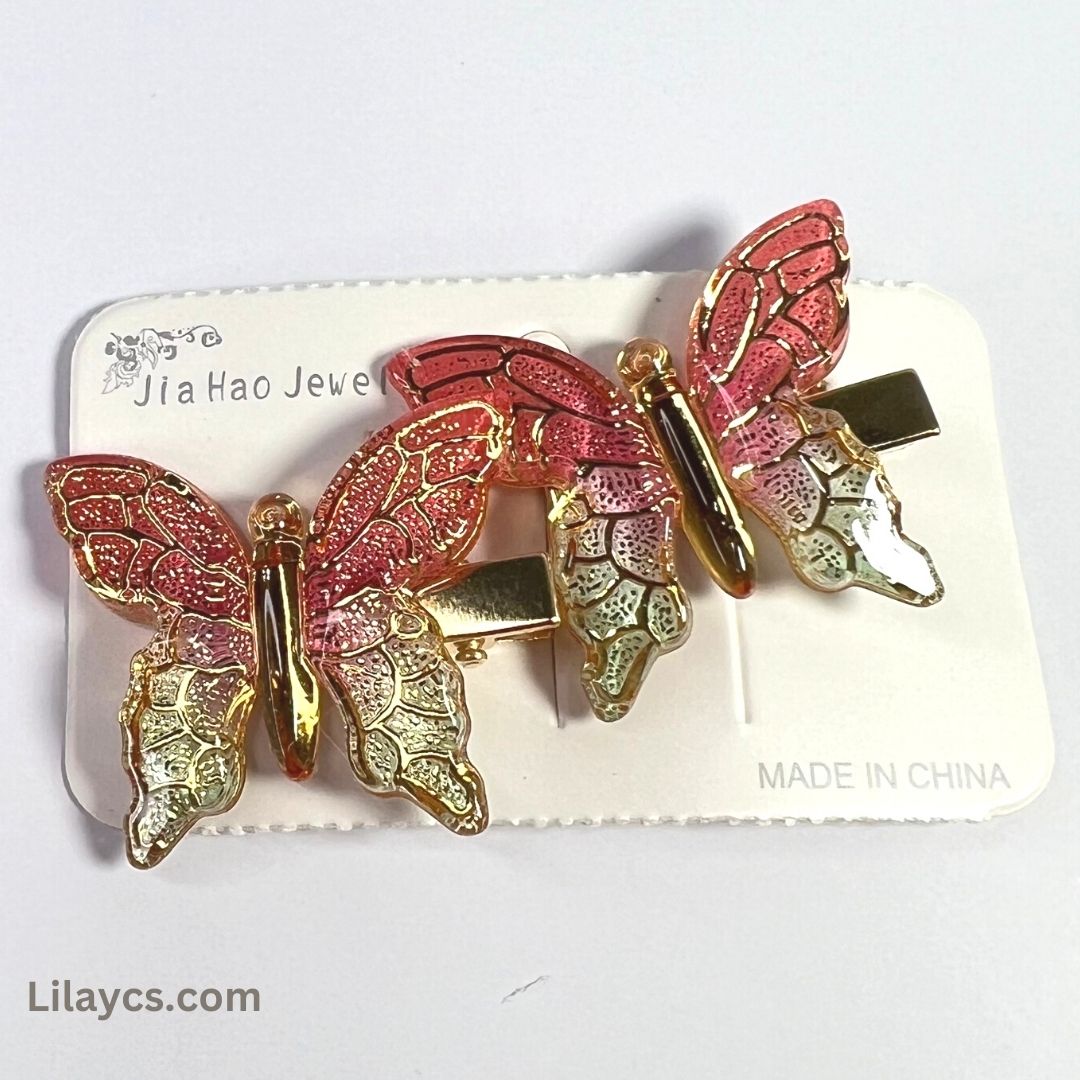 2 pcs - Butterfly Kids Cute Fancy Pins - Adorable Set of 2 on a Single Charming Card