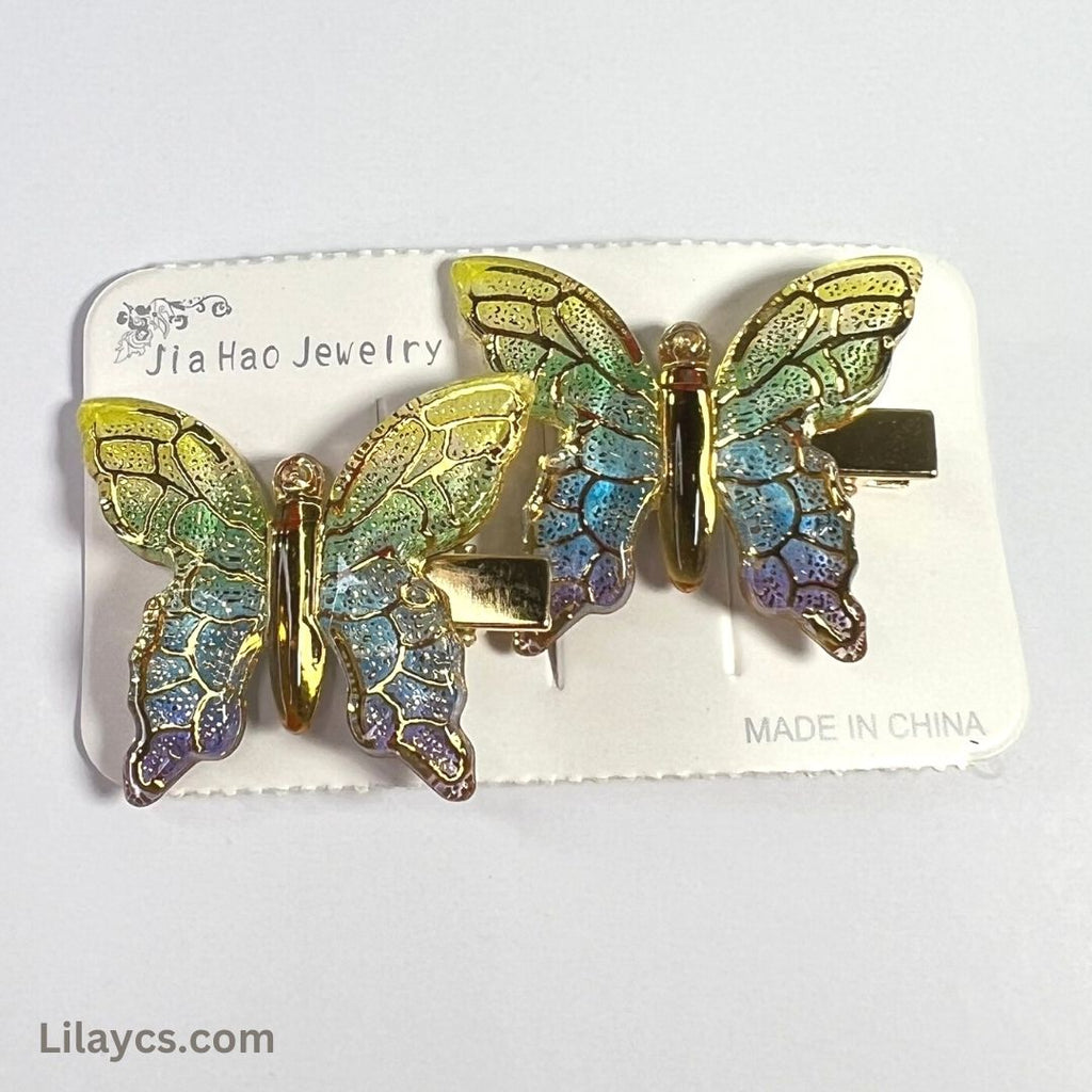 2 pcs - Butterfly Kids Cute Fancy Pins - Adorable Set of 2 on a Single Charming Card