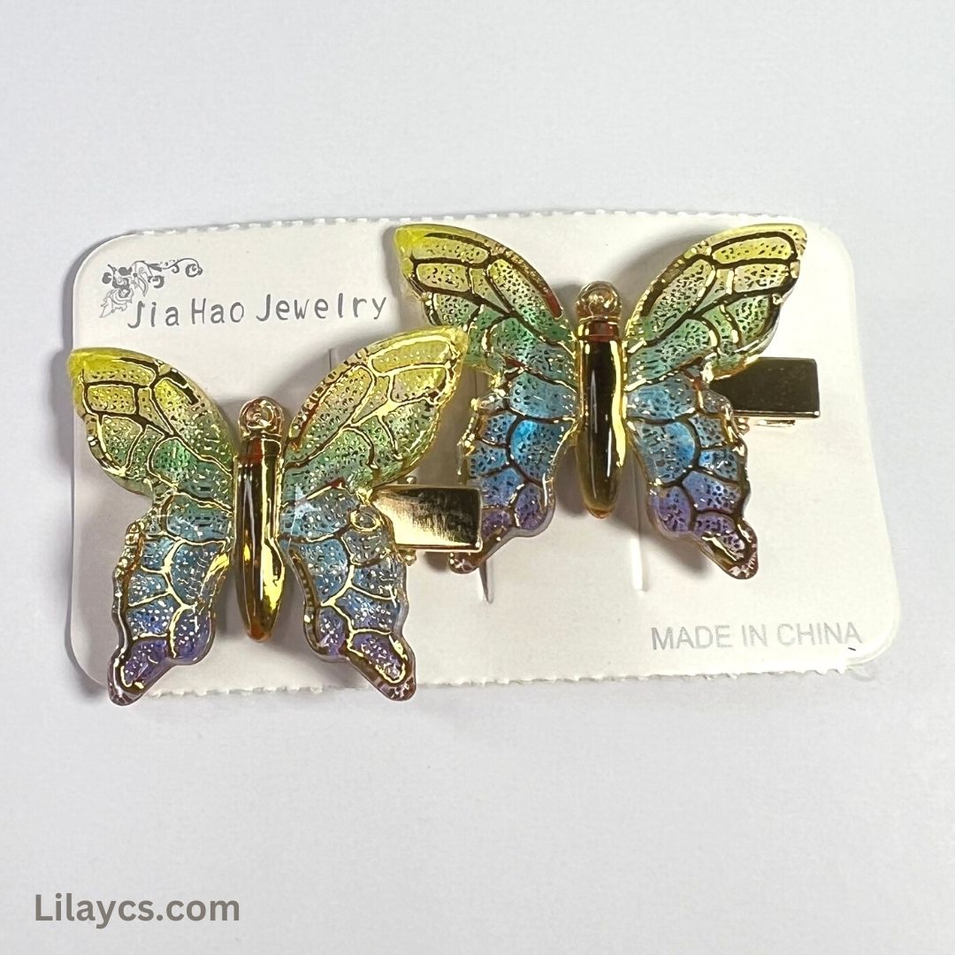 2 pcs - Butterfly Kids Cute Fancy Pins - Adorable Set of 2 on a Single Charming Card