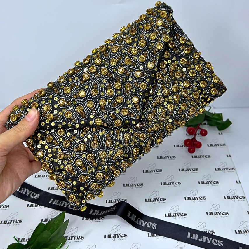 Glimmering Majesty Beaded Clutch