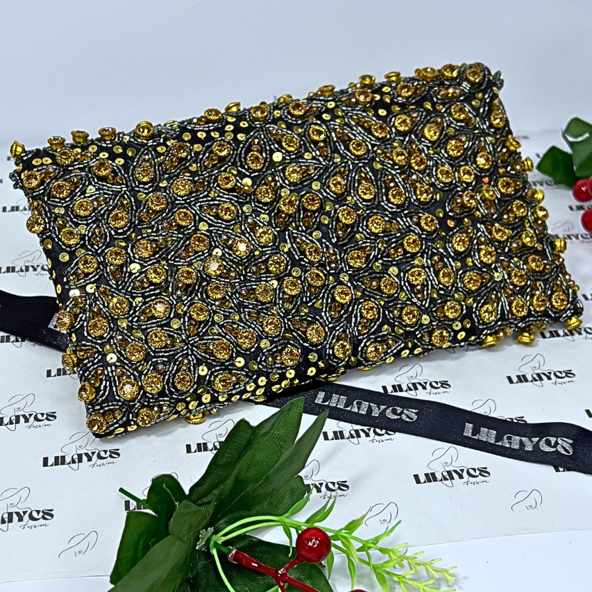 Glimmering Majesty Beaded Clutch