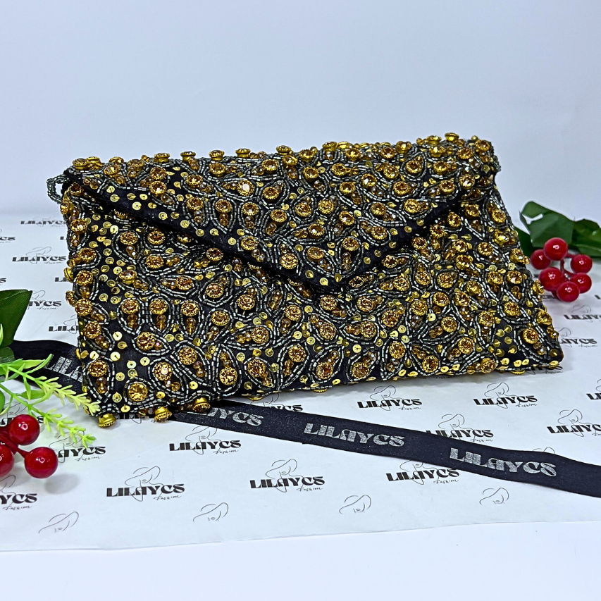 Glimmering Majesty Beaded Clutch