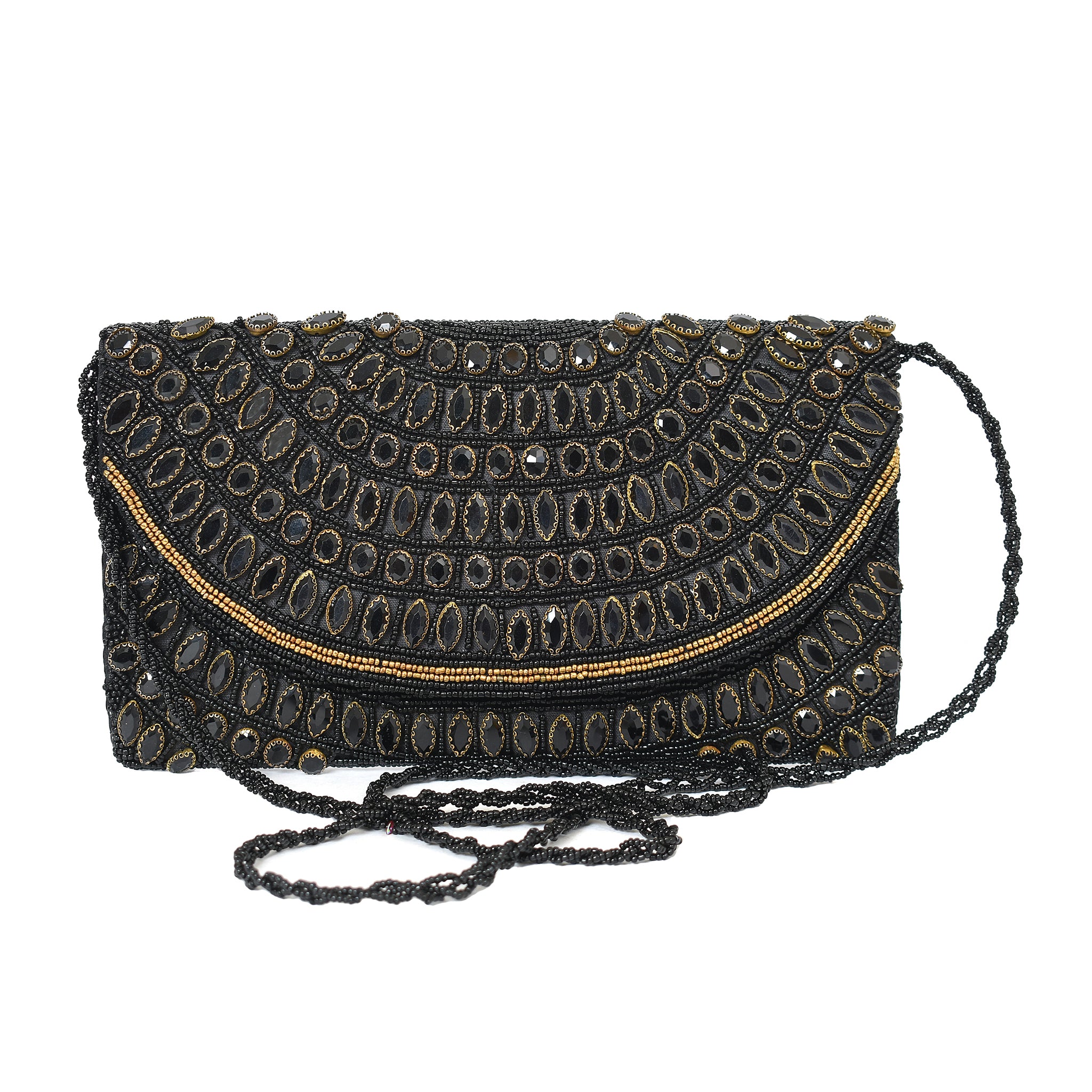 Black Crystal Bloom Clutch