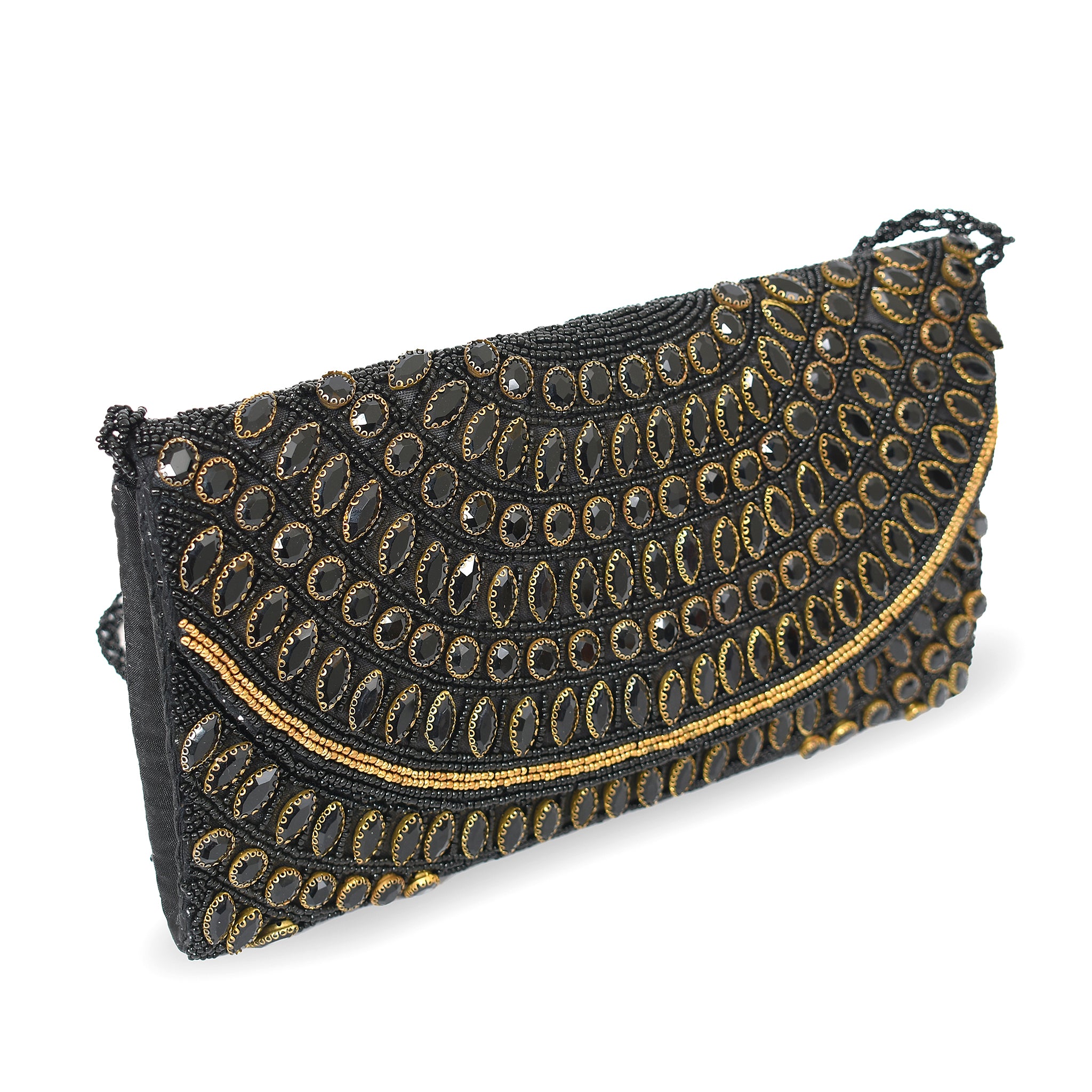 Black Crystal Bloom Clutch