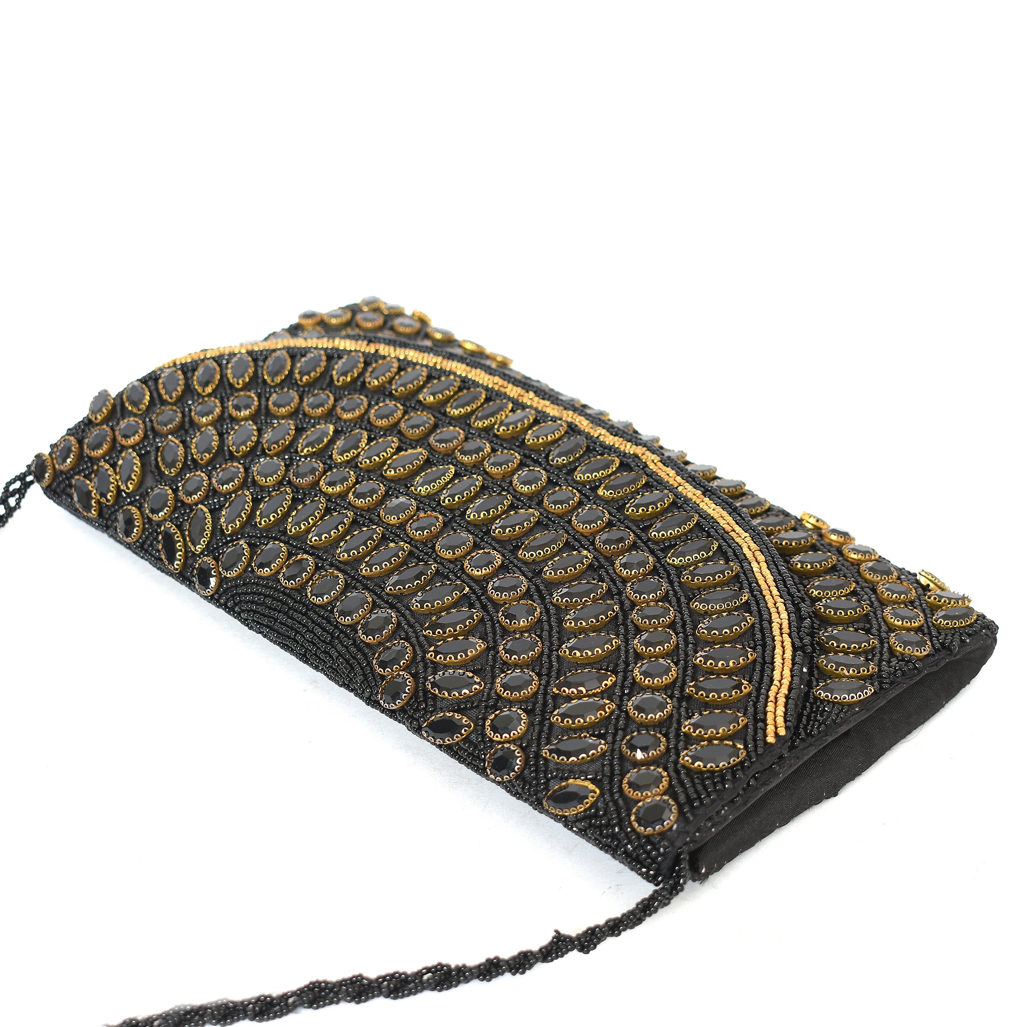 Black Crystal Bloom Clutch