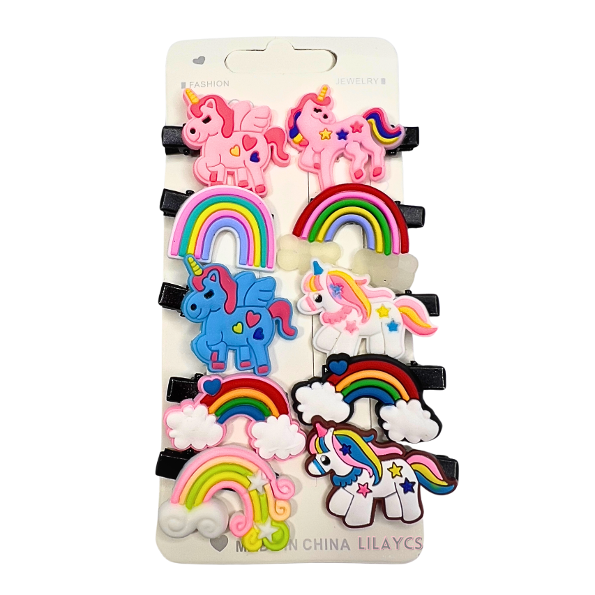 10PCS/Set New Korean Cute Rainbow Cartoon Unicorn Hair Clips for Kids