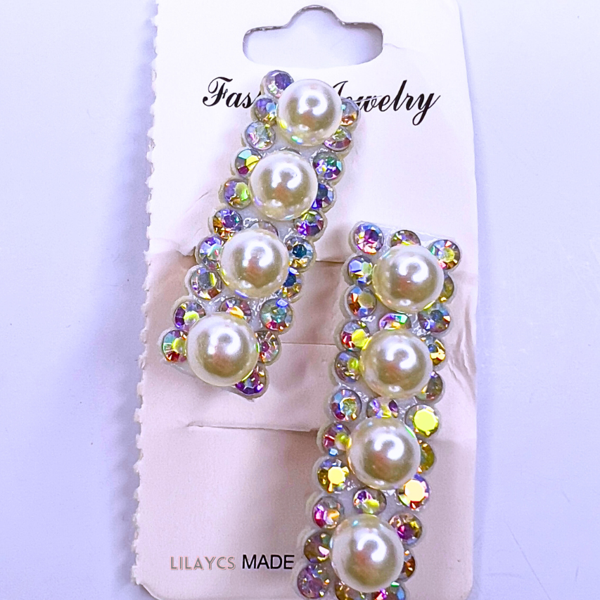 2 Hair Pins - Korean White Pearl Hair Clip For Girls