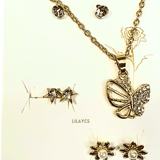 Fancy Heart Pendant Locket Set with Topsor Earings