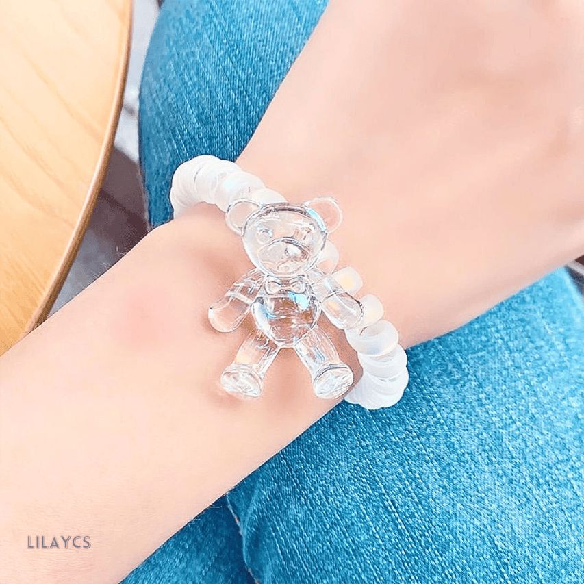 2Pcs - Hair Tie Bracelet Dangle Charm Ponytail Holder