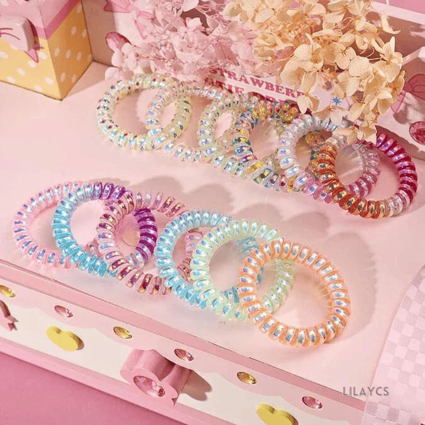 2Pcs - Hair Tie Bracelet Dangle Charm Ponytail Holder