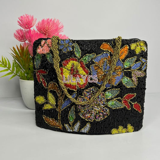 Black Multi Beaded Handcrafted HandBag