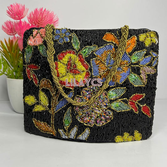 Black Multi Beaded Handcrafted HandBag